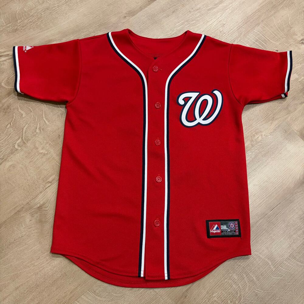 Majestic MLB Washington Nationals Bryce Harper #34 Jersey Youth Boys Medium Red